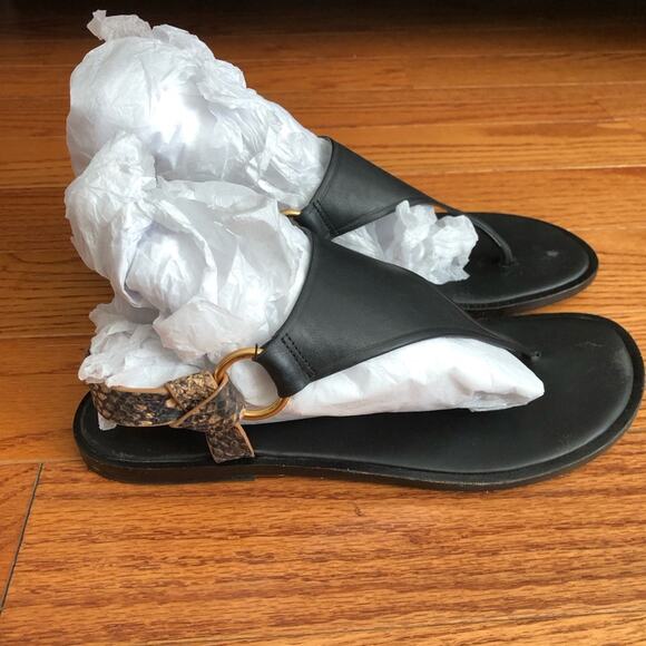 VINCE PHARIS Thong Leather Black Tan Sandals Women’s Size 7.5 - Picture 10 of 10